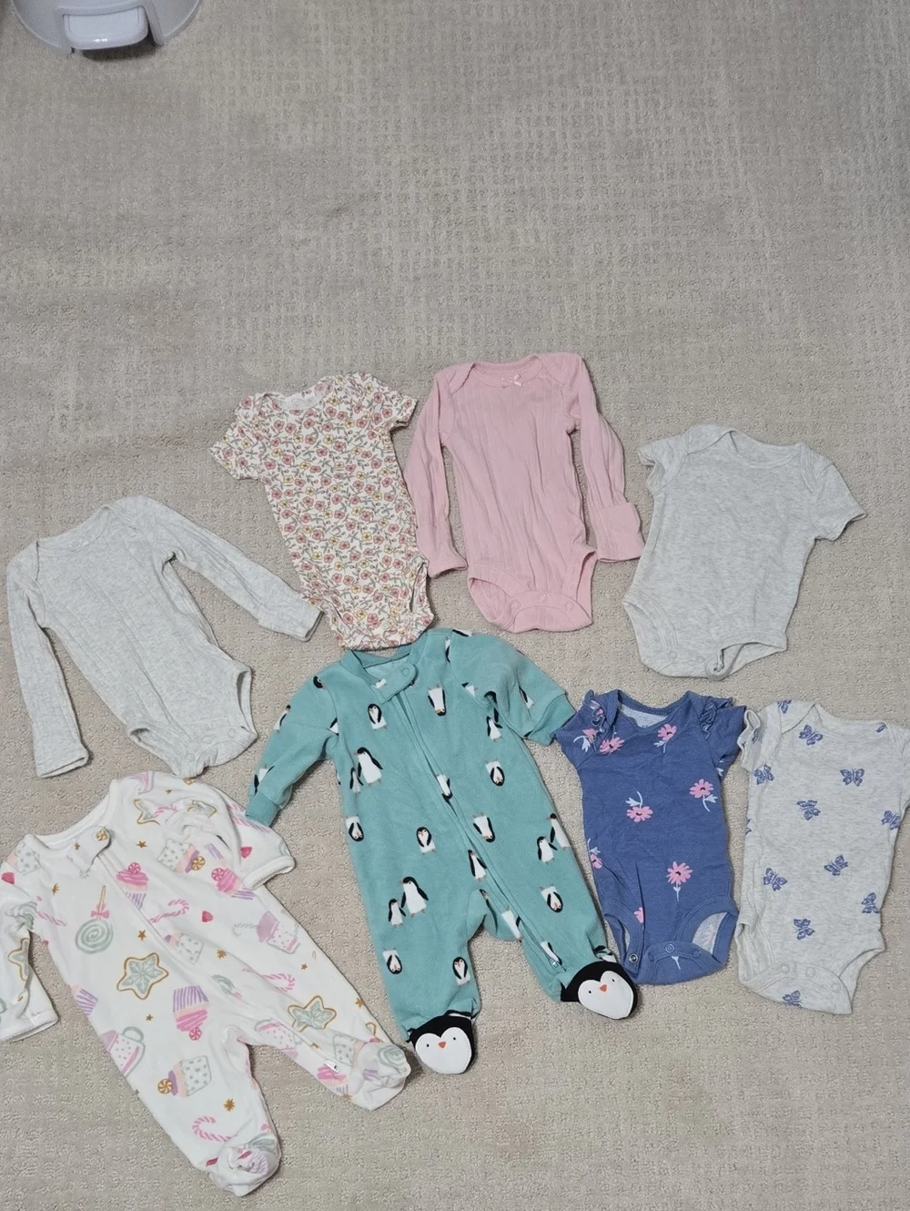 Carter's Girls Assorted Soft Bodysuits and Footed Night Onsies- Newborn